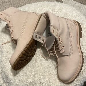 Timberland 6-inch Premium Boots in Light Pink silhouette.